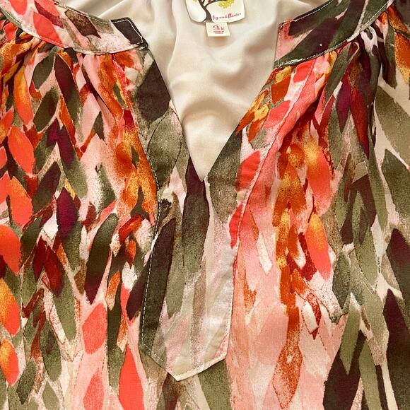 Fig and Flower Fairy Forest Womens Floral Top Whimsical Modest Size 3X Resort - Picture 9 of 10